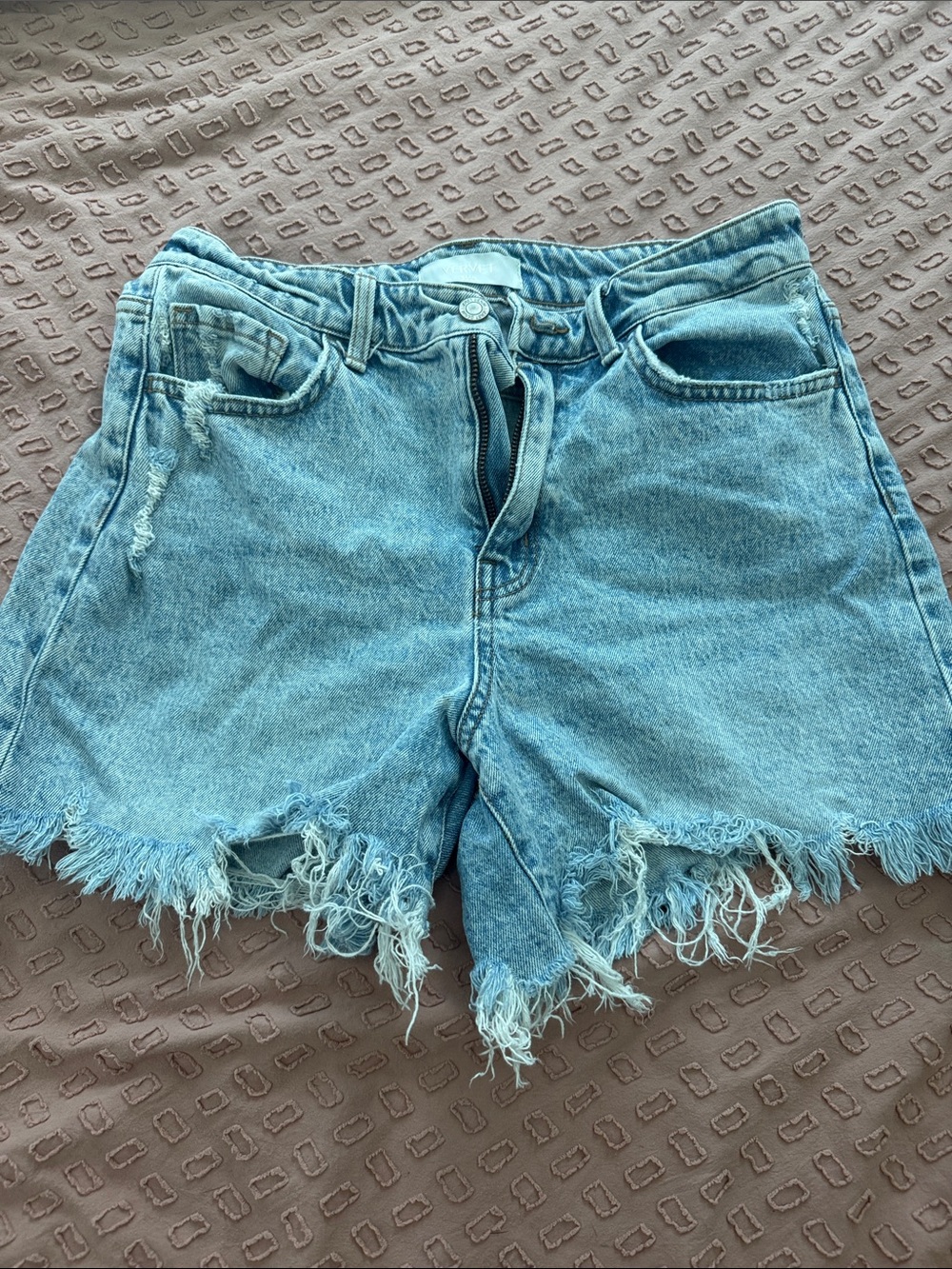 Frayed Light Blue Denim Jean Shorts - Casual Summer Staple